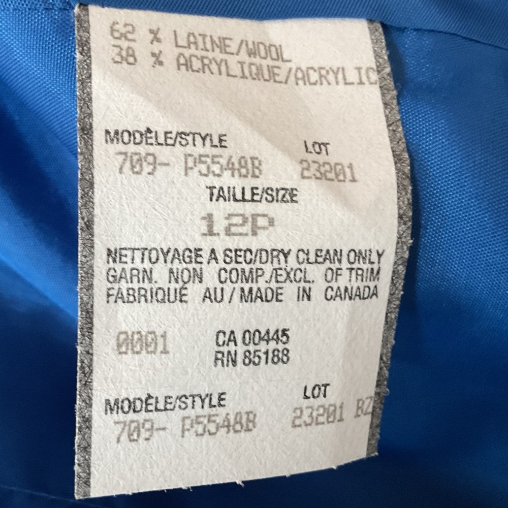 Louben Royal blue Tweed Blazer, 12 - Picture 5 of 5